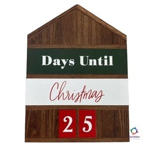 Days Until Christmas Hanging Wooden House Calendar 18 Double sided Prints New